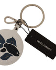 Dolce & Gabbana Chic White Leather Keychain