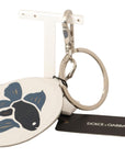 Dolce & Gabbana Chic White Leather Keychain