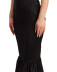 Dolce & Gabbana Elegant Black Silk Midi Sheath Dress