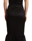 Dolce & Gabbana Elegant Black Silk Midi Sheath Dress
