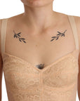 Dolce & Gabbana Beige Lace Panel Stretch Bodysuit