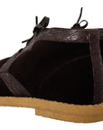 Dolce & Gabbana Exotic Caiman Leather Ankle Boots in Brown
