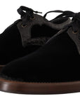 Dolce & Gabbana Elegant Black Velvet & Exotic Leather Dress Shoes