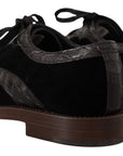 Dolce & Gabbana Elegant Black Velvet & Exotic Leather Dress Shoes