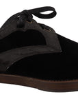 Dolce & Gabbana Elegant Black Velvet & Exotic Leather Dress Shoes
