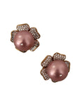 Dolce & Gabbana Elegant Floral Crystal Pearl Clip-On Earrings