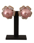 Dolce & Gabbana Elegant Floral Crystal Pearl Clip-On Earrings