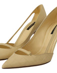 Dolce & Gabbana Chic Pointed Toe Leather Pumps in Sunshine Yellow