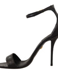 Dolce & Gabbana Elegant Ostrich Leather Ankle Strap Heels
