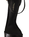 Dolce & Gabbana Elegant Ostrich Leather Ankle Strap Heels