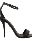 Dolce & Gabbana Elegant Ostrich Leather Ankle Strap Heels
