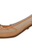 Dolce & Gabbana Elegant Beige Mesh Pumps with Silver Chains