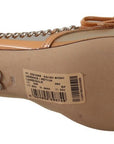 Dolce & Gabbana Elegant Beige Mesh Pumps with Silver Chains