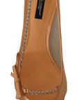 Dolce & Gabbana Elegant Beige Mesh Pumps with Silver Chains