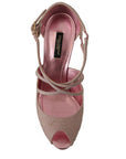 Dolce & Gabbana Pink Glitter Peep Toe High Heels Sandals