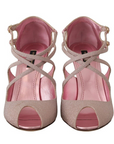 Dolce & Gabbana Pink Glitter Peep Toe High Heels Sandals