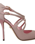 Dolce & Gabbana Pink Glitter Peep Toe High Heels Sandals