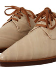 Dolce & Gabbana Elegant Beige Eel Leather Formal Flats