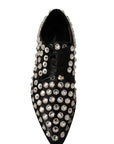 Dolce & Gabbana Crystal-Embellished Leather Formal Flats