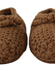 Dolce & Gabbana Elegant Wool Knit Ballerina Flats in Brown