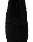 Dolce & Gabbana Elegant Black Wool Knit Ballet Flats