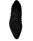 Dolce & Gabbana Elegant Gros Grain Lace-Up Jeweled Flats