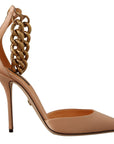 Dolce & Gabbana Elegant Beige Silk Ankle Strap Pumps