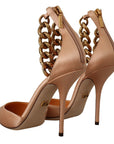 Dolce & Gabbana Elegant Beige Silk Ankle Strap Pumps