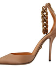 Dolce & Gabbana Elegant Beige Silk Ankle Strap Pumps