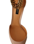 Dolce & Gabbana Elegant Beige Silk Ankle Strap Pumps