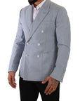 Dolce & Gabbana Elegant Slim Fit Light Blue Double Breasted Blazer