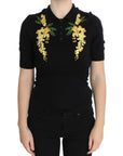 Dolce & Gabbana Elegant Black Silk Floral Polo Top