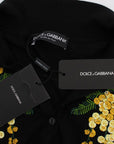 Dolce & Gabbana Elegant Black Silk Floral Polo Top