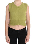 PINK MEMORIES Elegant Green Sleeveless Vest Sweater