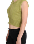 PINK MEMORIES Elegant Green Sleeveless Vest Sweater