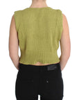 PINK MEMORIES Elegant Green Sleeveless Vest Sweater