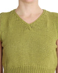 PINK MEMORIES Elegant Green Sleeveless Vest Sweater