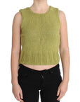 PINK MEMORIES Chic Green Knitted Sleeveless Vest Sweater