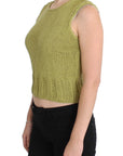 PINK MEMORIES Chic Green Knitted Sleeveless Vest Sweater