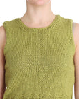PINK MEMORIES Chic Green Knitted Sleeveless Vest Sweater