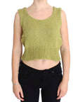 PINK MEMORIES Elegant Green Knit Sleeveless Vest Sweater