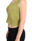 PINK MEMORIES Elegant Green Knit Sleeveless Vest Sweater