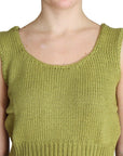 PINK MEMORIES Elegant Green Knit Sleeveless Vest Sweater