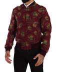 Dolce & Gabbana Radiant Red Peacock Print Bomber Jacket