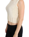 PINK MEMORIES Beige Sleeveless Cotton Blend Vest Sweater
