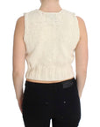 PINK MEMORIES Beige Sleeveless Cotton Blend Vest Sweater