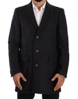 Dolce & Gabbana Elegant Dark Grey Woolen Overcoat