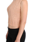 PINK MEMORIES Elegant Pink Knitted Sleeveless Vest Sweater