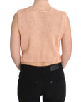 PINK MEMORIES Elegant Pink Knitted Sleeveless Vest Sweater