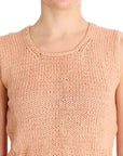 PINK MEMORIES Elegant Pink Knitted Sleeveless Vest Sweater
